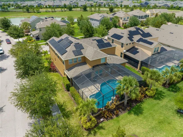 Aerial view of solar panel & pool 16328WVL