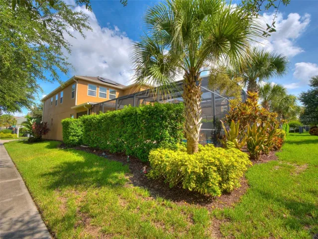 Side yard landscaped view