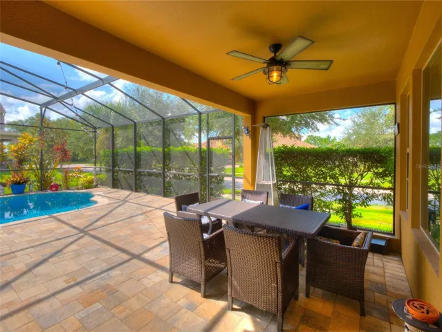 Enclosed lanai dining area
