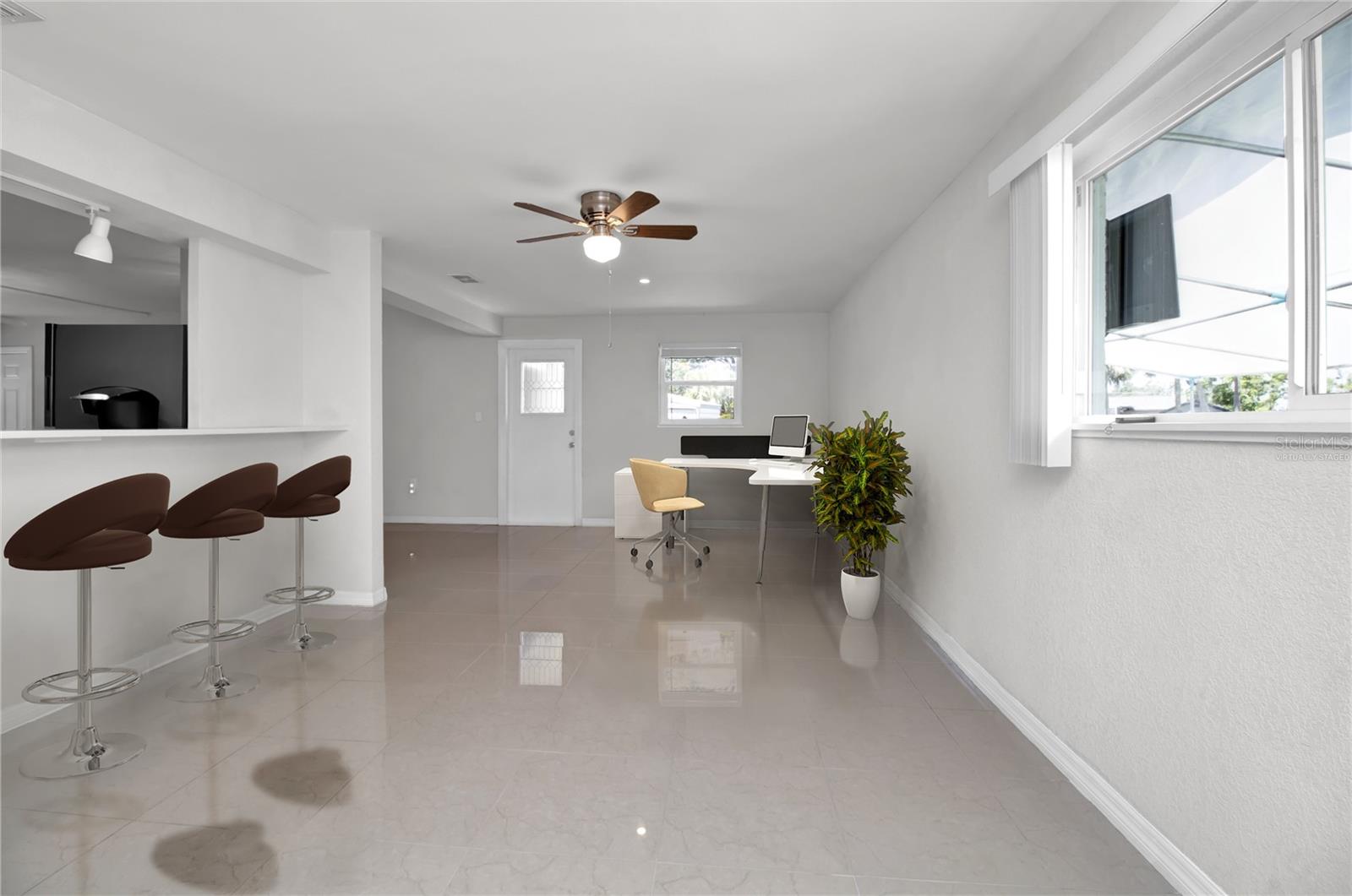 Virtually Staged Breakfast Bar and Office Area