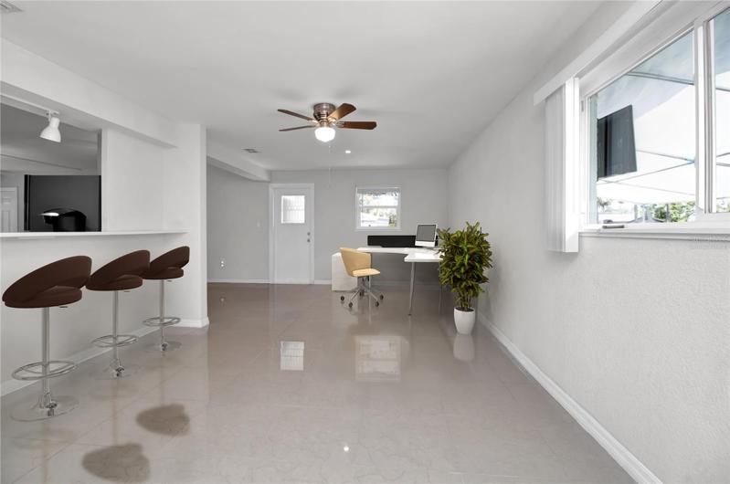 Virtually Staged Breakfast Bar and Office Area