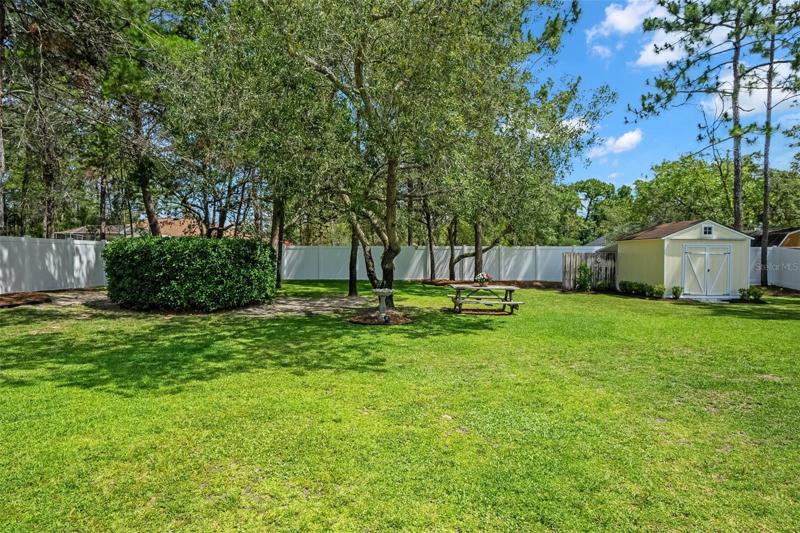 Did I say Park Like Backyard? With a Shed & Vinyl Fence