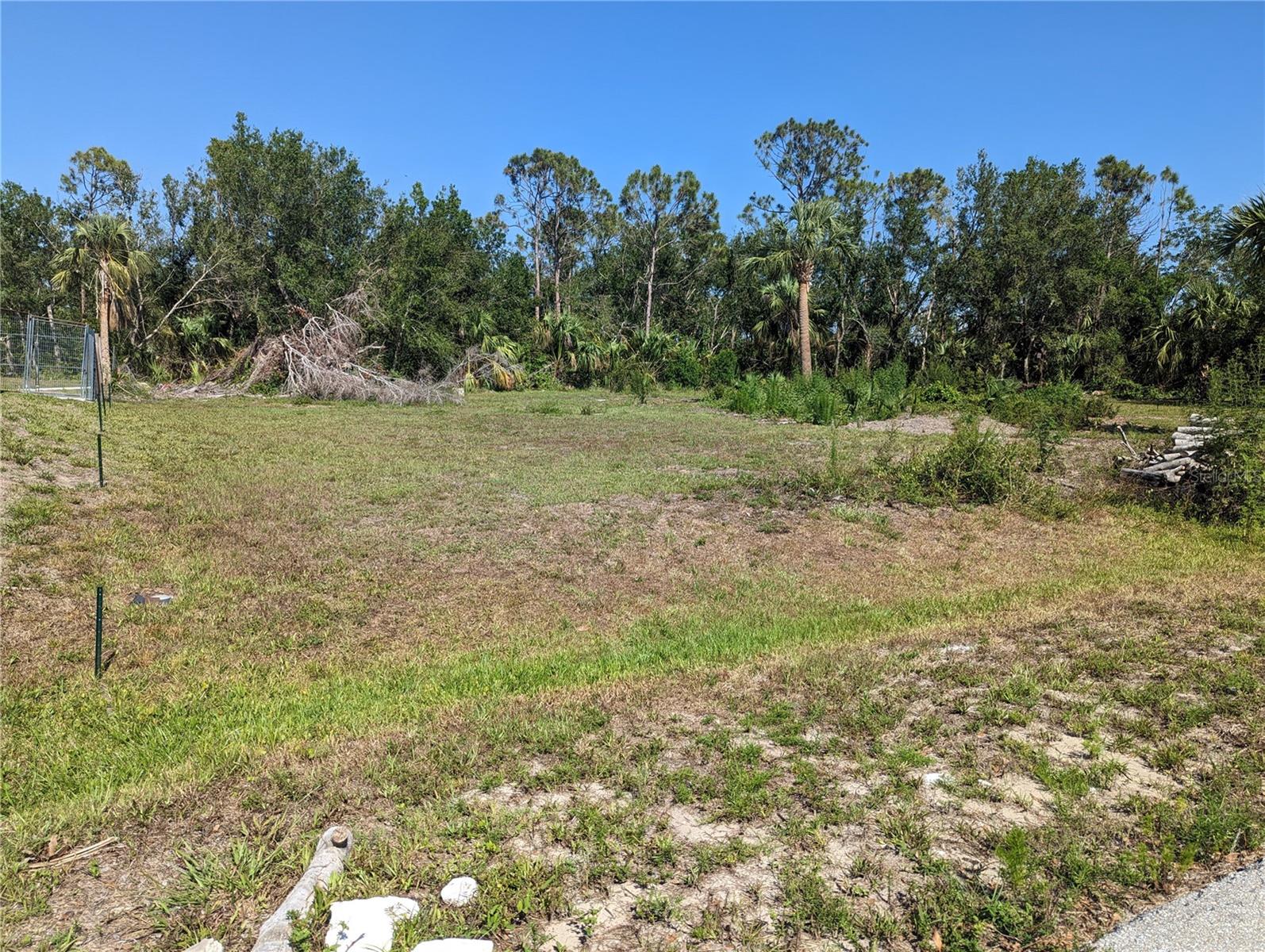 Left front view with markers showing property line