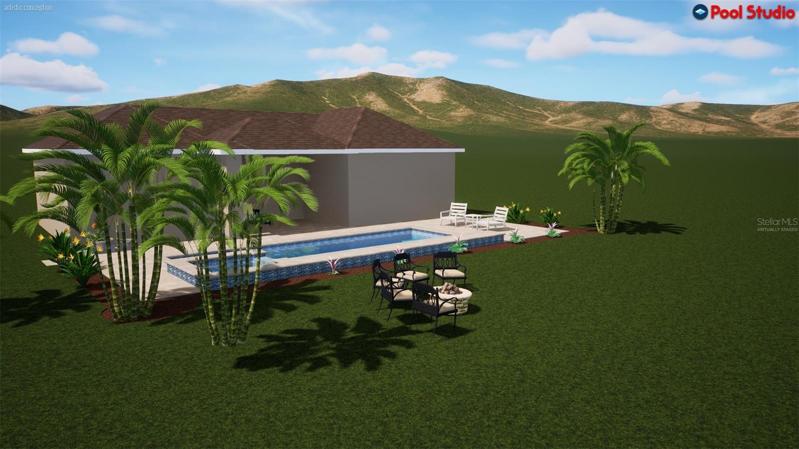 virtually staged pool rendering