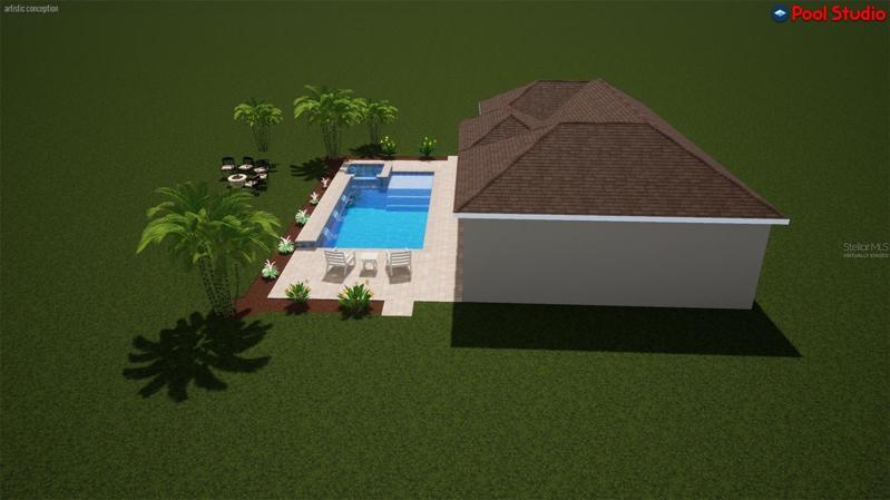 virtually staged pool rendering