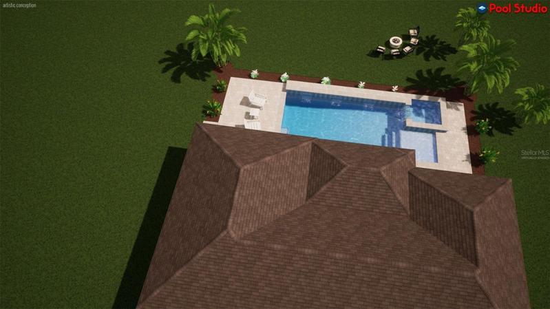 virtually staged pool rendering