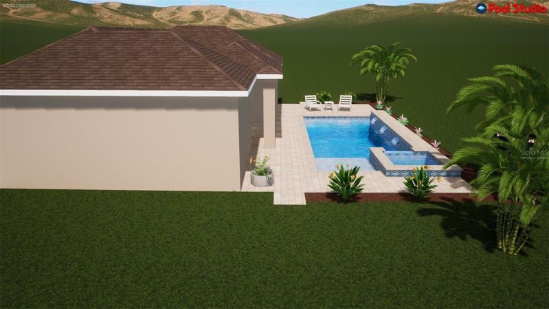 virtually staged pool rendering