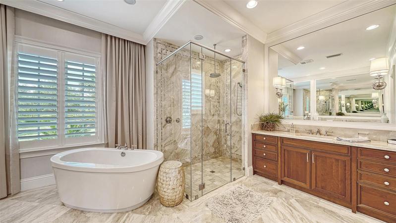 soaking tub and spacious shower