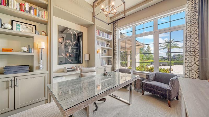 office overlooking the pool