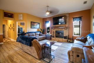 Family room off of kitchen with fireplace