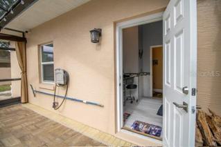 Guest bathroom leading out to pool