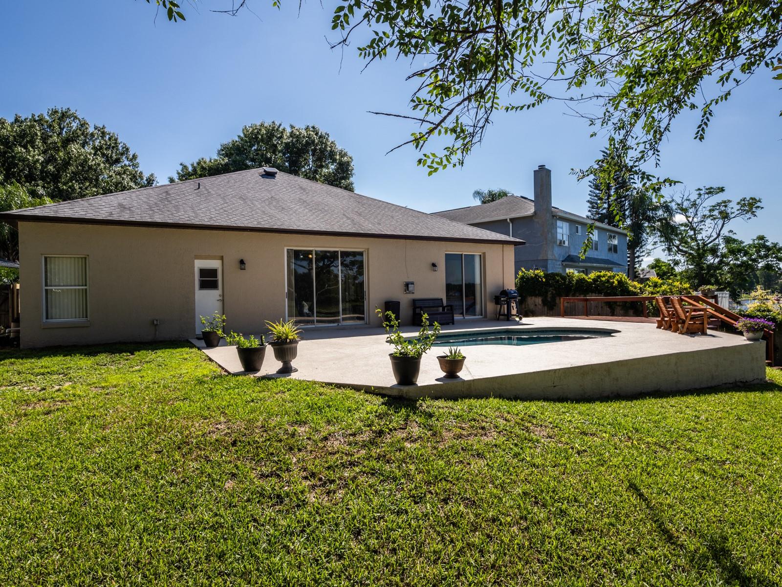Back yard and pool