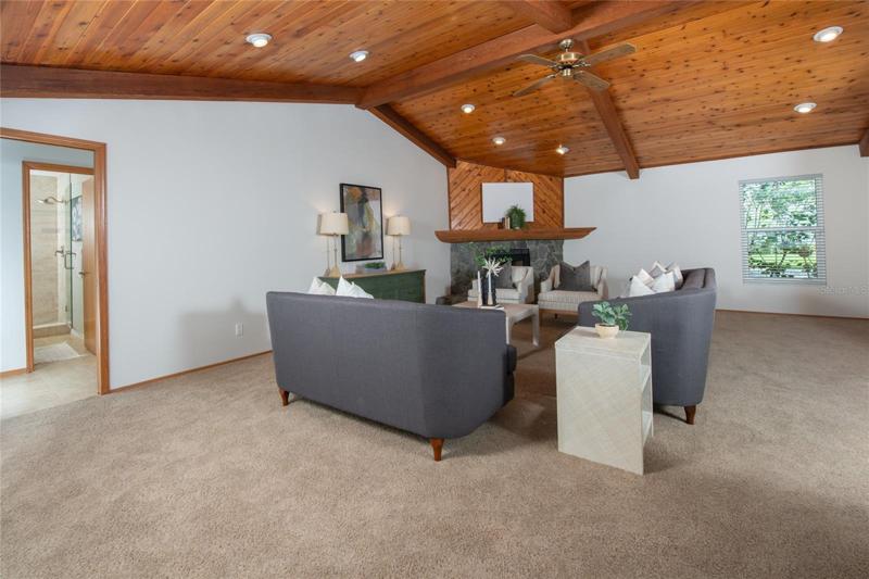 Perfect area to relax and entertain! Vaulted Ceilings!  See the opening, has pocket door to close off the 4th bedroom, 3rd bathroom.