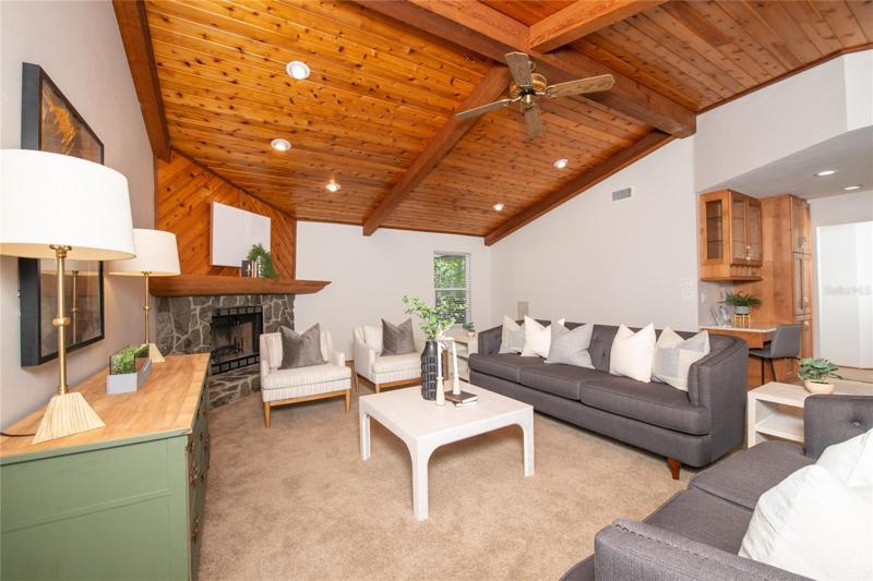 Family living area blends with the kitchen
