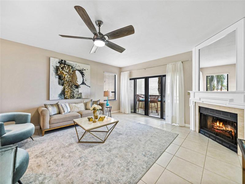The spacious living room is 16' X 19'