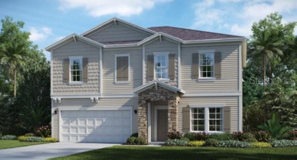 Artist rendering; illustration only; colors, features, and garage orientation will differ.