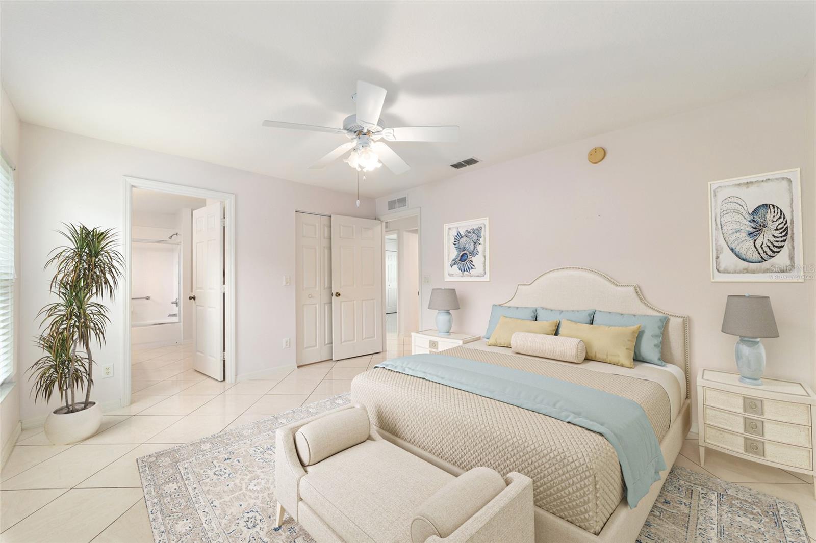 Virtually staged Master bedroom