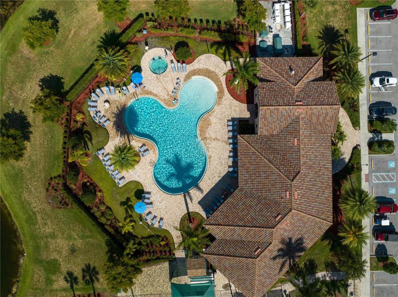 Aerial view of one of River Strand pools