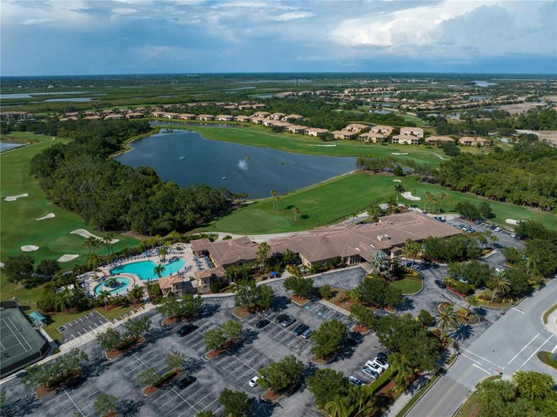 Aerial view of main clubhouse