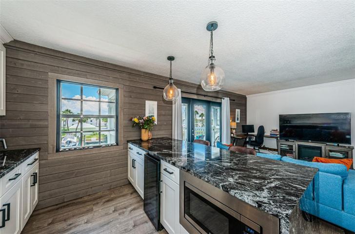 Wine Fridge & Microwave are built into Peninsula for easy access