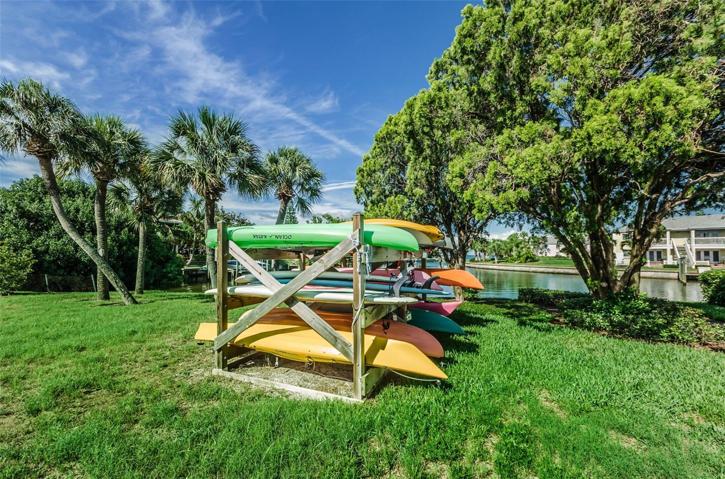 Multiple Kayak Storage Racks Throughout Community