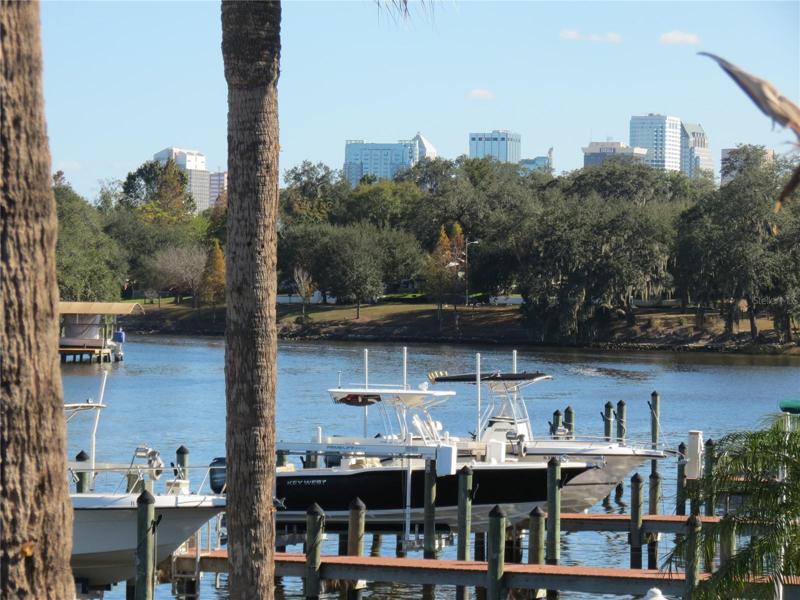 Riverview with boat docks & downtown view