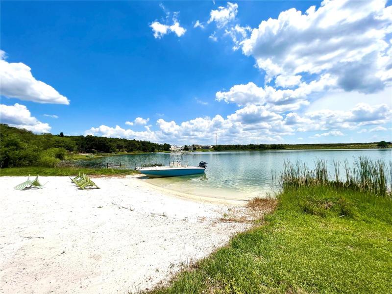 Beach lakefront on beautiful Lake Blue