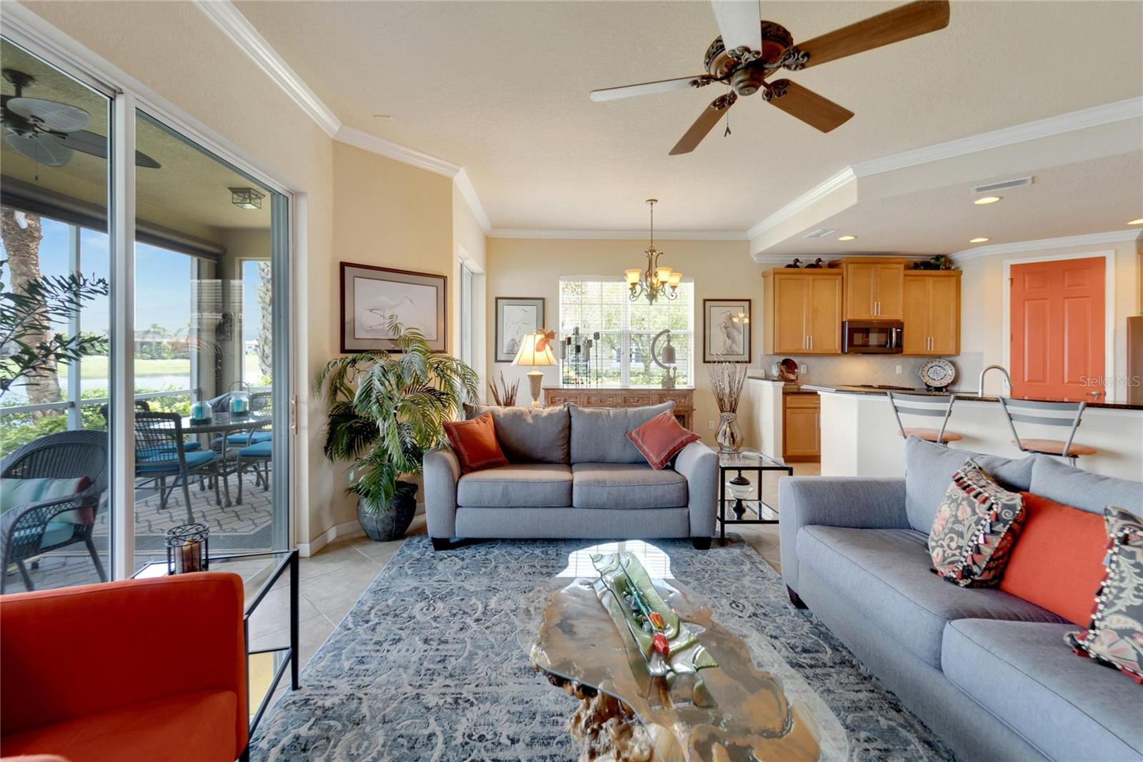 Living room is spacious and open.