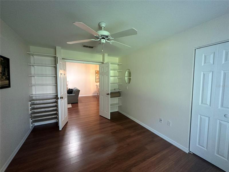 Built in book shelves and closet