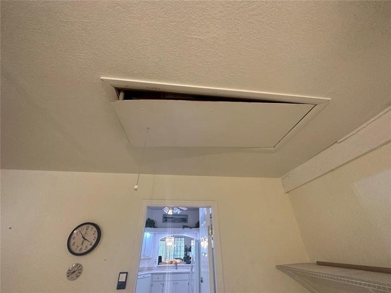 Pull down stairs to attic storage