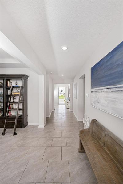 Hallway between front and rear of home