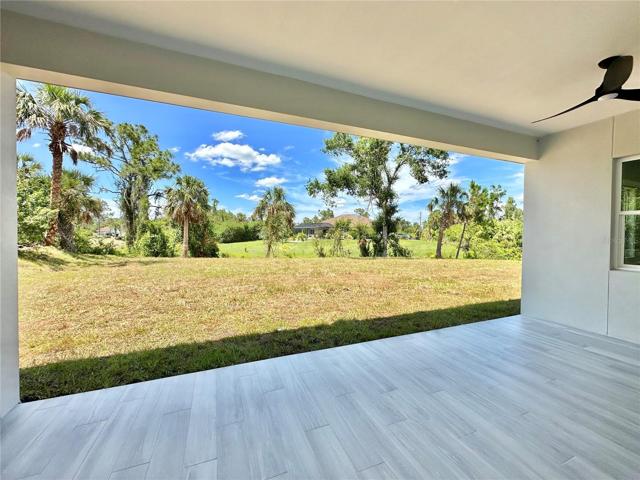 Covered patio, backyard view