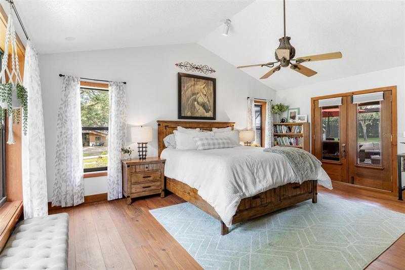Master Bedroom with Doors leading to Lanai Area