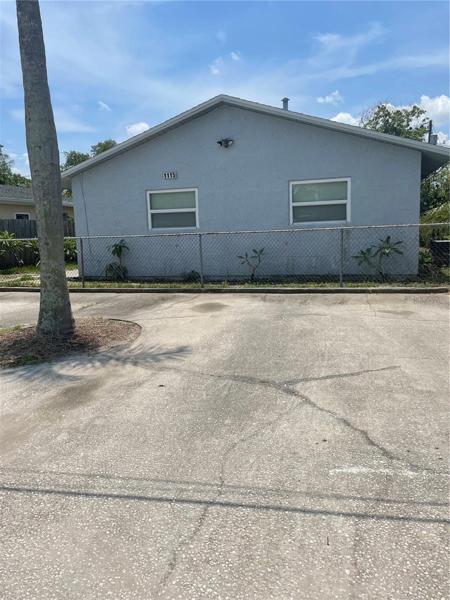 Front of duplex and parking spaces