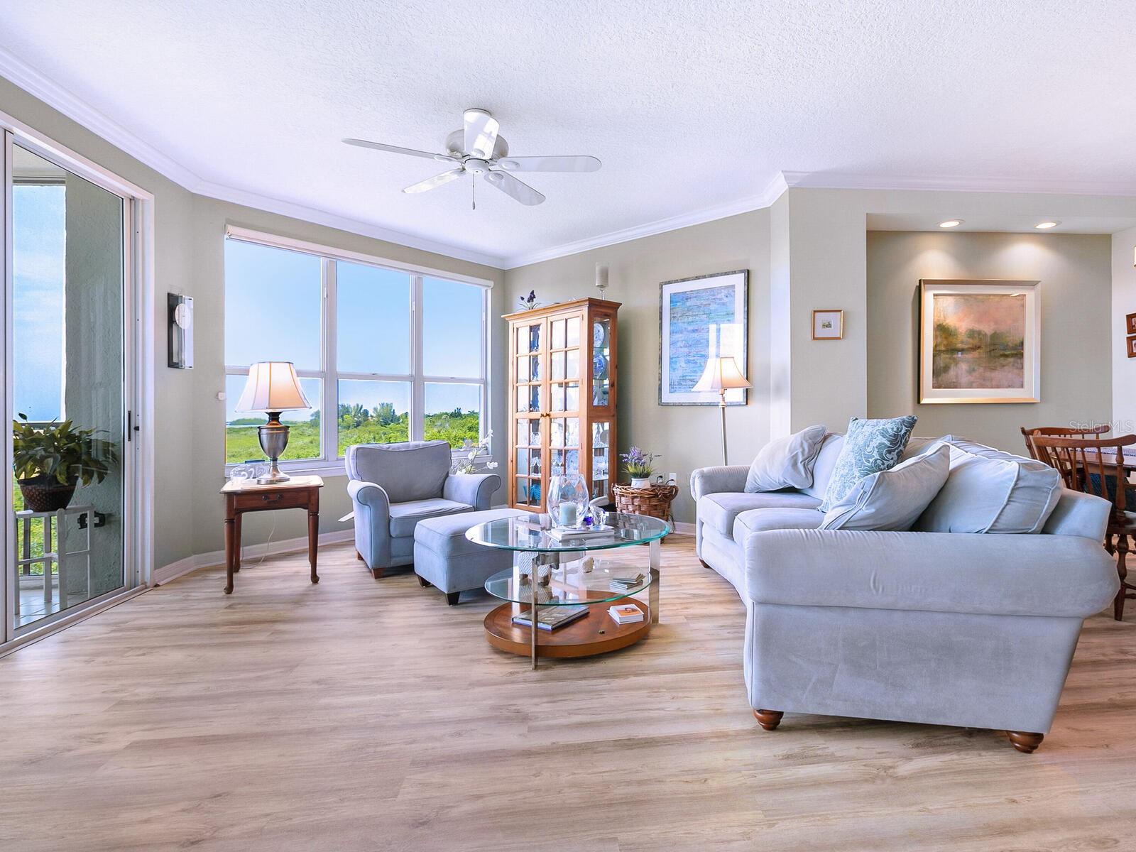 Living room with sunset views