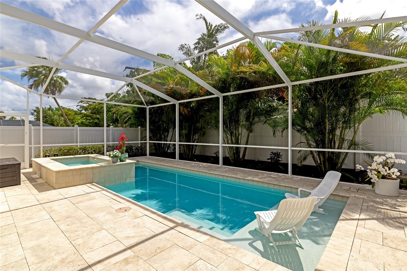 Lap pool with water fall feature