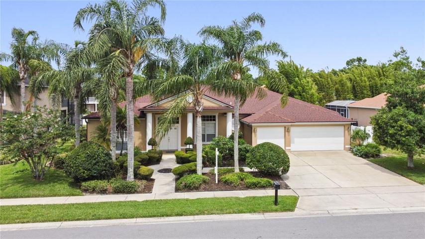 Front of  home with 3-car garage. 4 bedrooms, 3 bathrooms, 3403 square feet