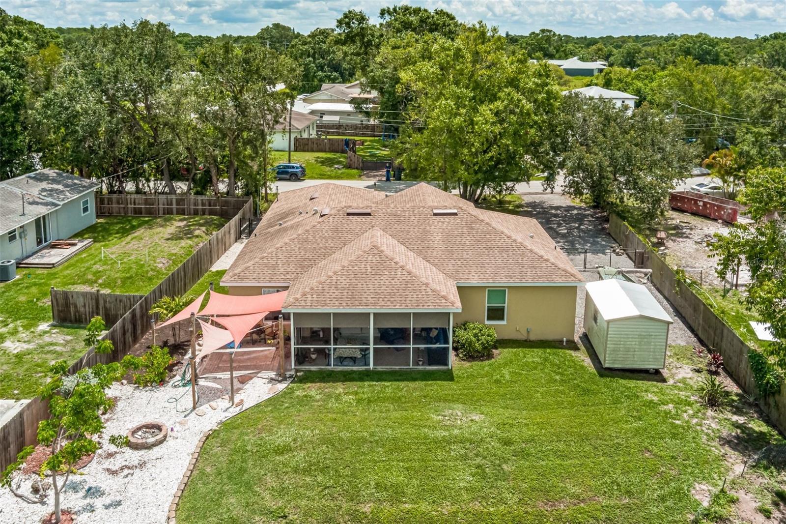 Fenced Back Yard w/ 10'x12' Shed