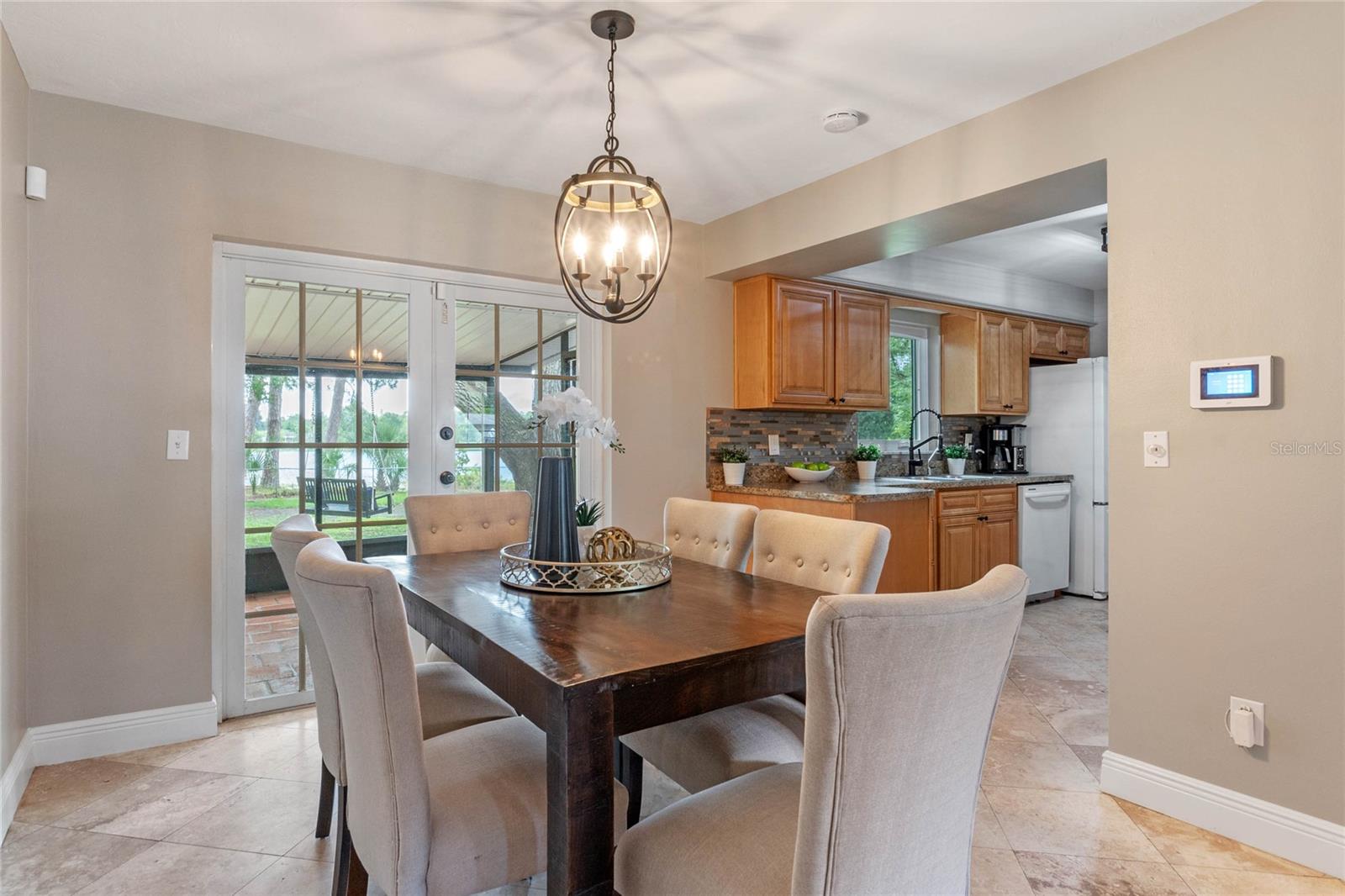 Dining space with French doors that lead to the patio!