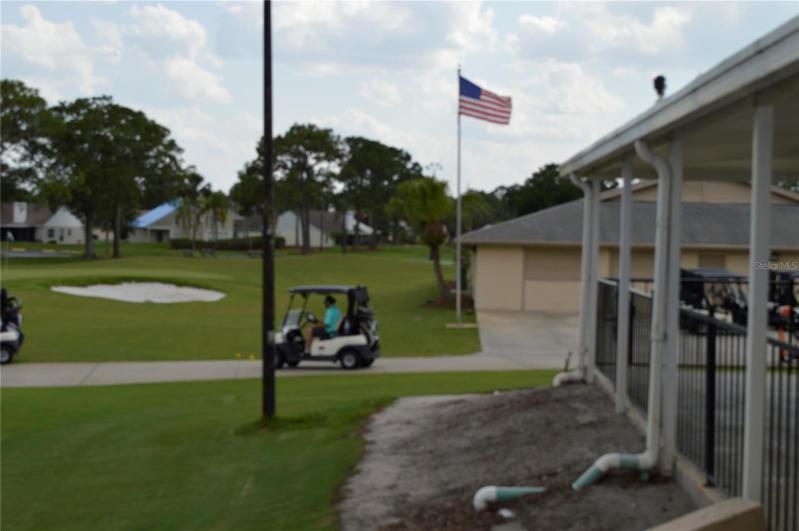 Golf car rental area.