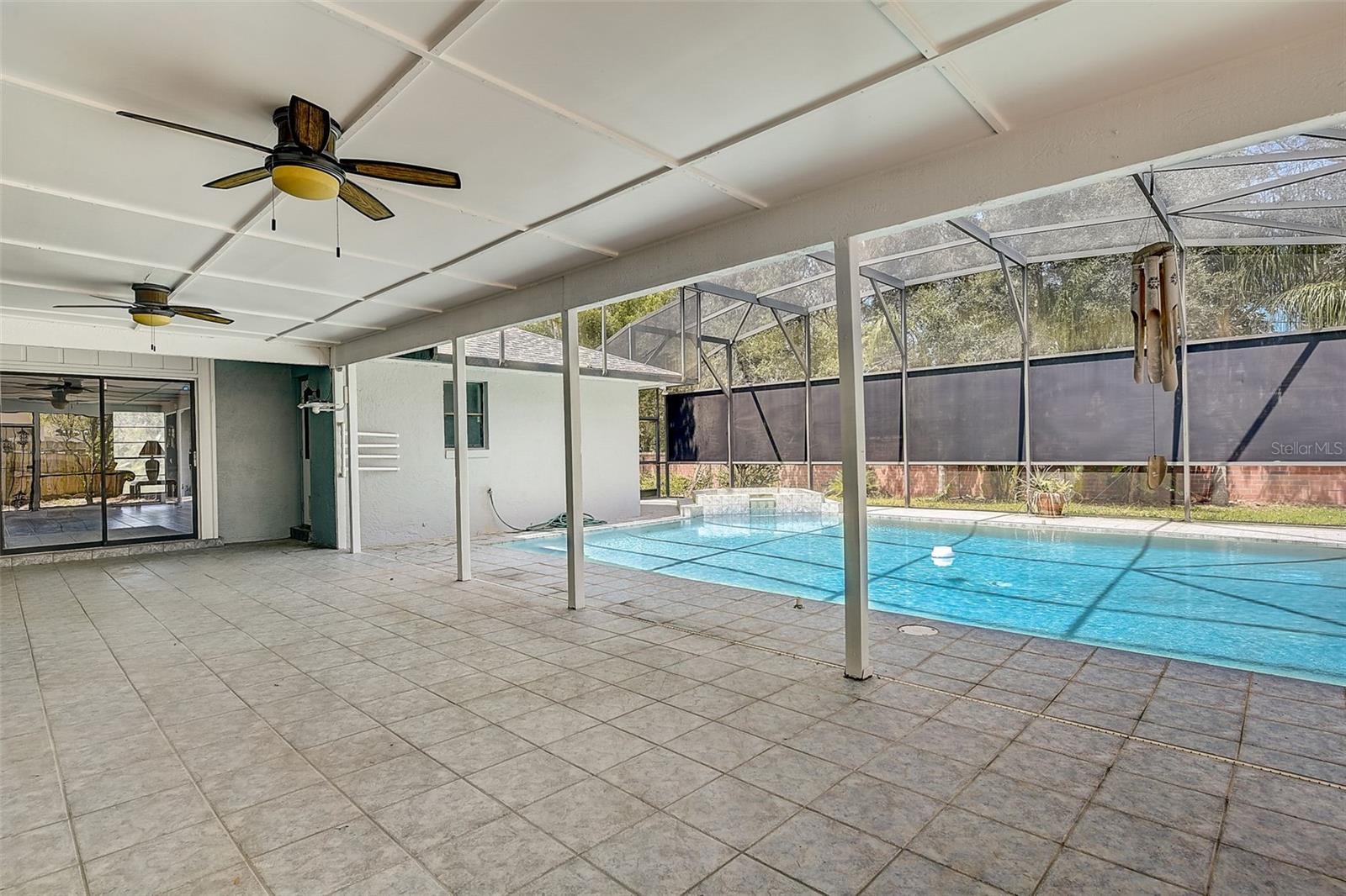 Large Covered and Enclosed Back Patio &amp; Pool Deck