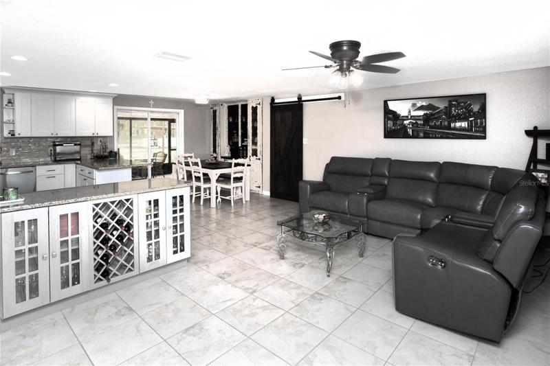 living room from front door... see the bar!