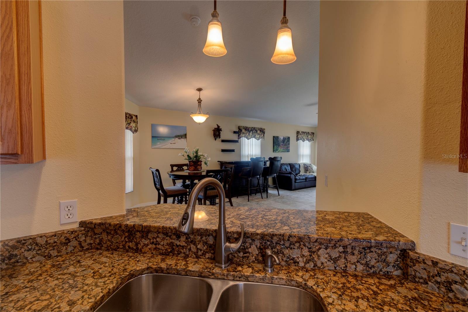 View into dining room from kitchen