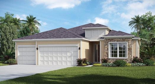 Artist rendering; illustration only; colors, features, and garage orientation may differ.