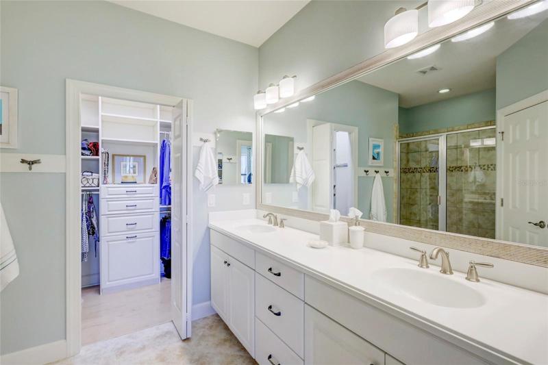 Custom closet in Main bathroom