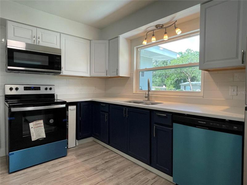Brand New White & Blue Cabinets