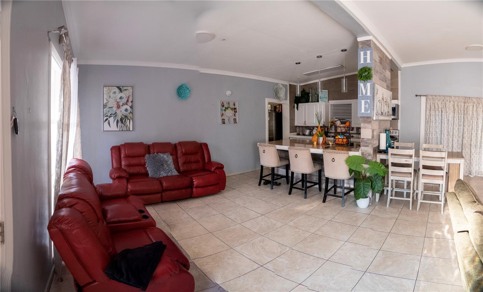 Living room and kitchen view