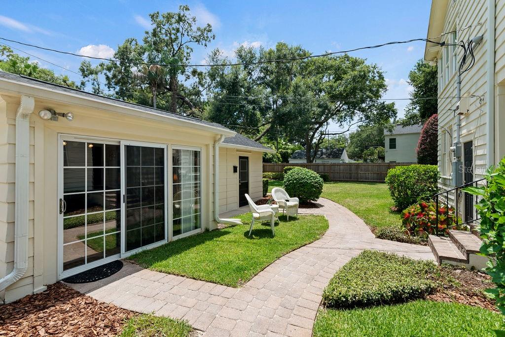 Guest house with sliding glass doors
