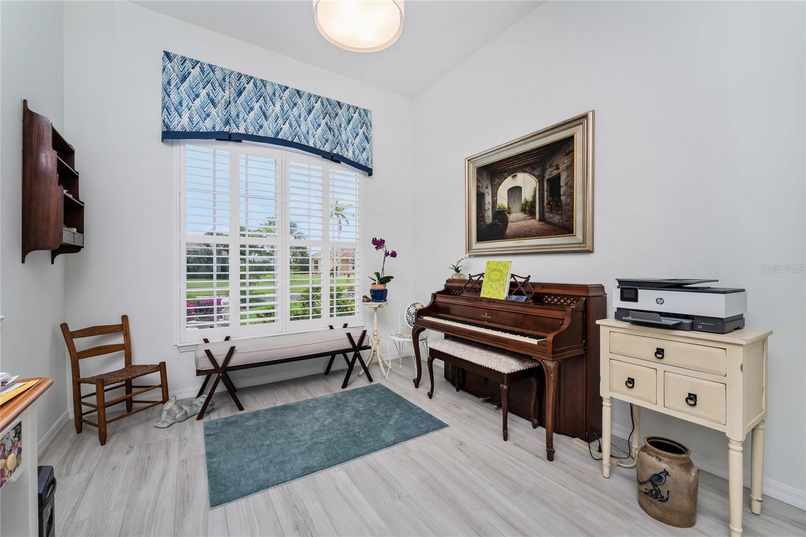 Custom made window treatments will remain