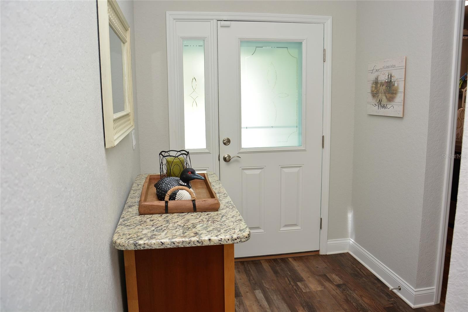 ENTRY FOYER &amp; ETCHED GLASS FRONT DOOR